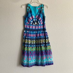 COPY - Eliza J Blue Green Pink Tie-Dye Watercolor Sleeveless V-Neck Dress